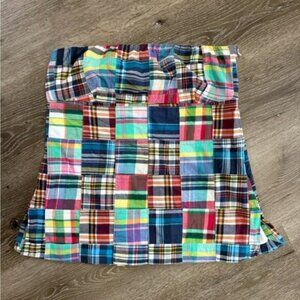 J.CREW MADRAS PATCHWORK STRAPLESS TOP SZ 12 Lined Side Zip all cotton Y2K